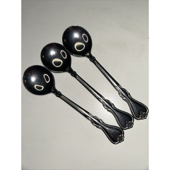 Vintage Spoons Soup? Round Stainless  Set of 3 - Picture 1 of 10